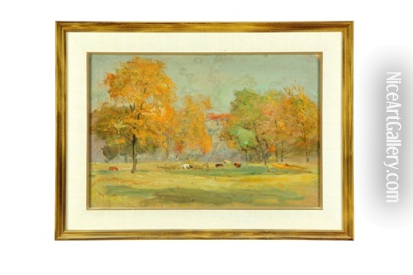 Pasture With Cows Oil Painting - Adam Lehr