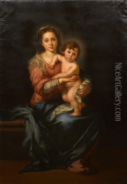 The Madonna And Child (by Guilio Bertoncelli) Oil Painting - Bartolome Esteban Murillo