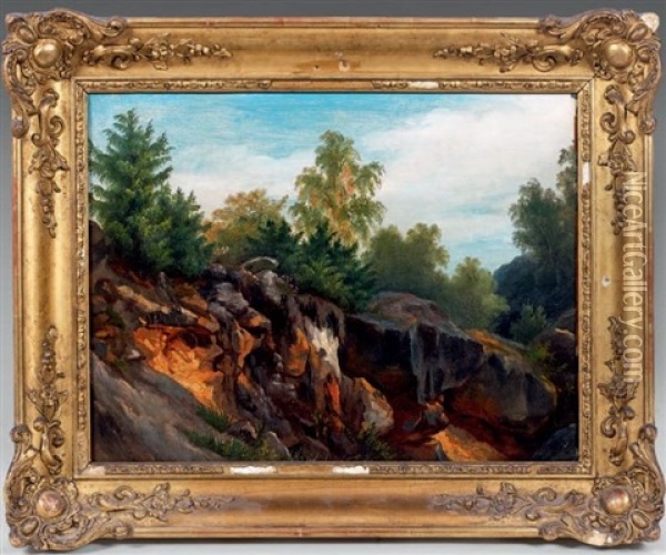 Vue D'une Carriere En Foret De Fontainebleau Oil Painting - Louis Auguste Lapito