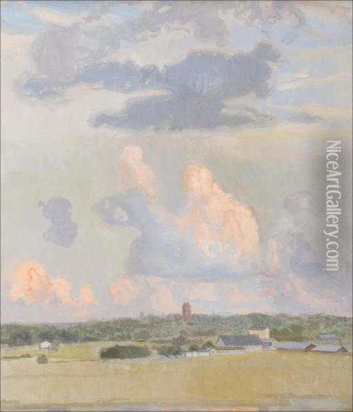 Auringonsateet Heijastuvat Pilviin. Oil Painting - Antti Faven