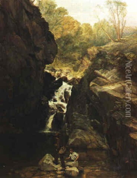 The Trout Stream Oil Painting - Thomas Creswick