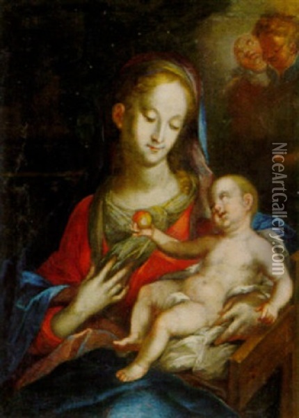 Maria Mit Dem Christuskind Oil Painting - Jakob Karl Stauder