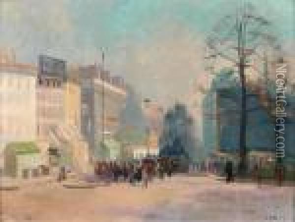 Rue Animee A Paris Oil Painting - Elie Anatole Pavil