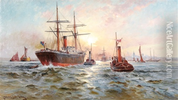 A Donald Curry Royal Mail Steamer Off To The Cape Of Good Hope Oil Painting - Charles John de Lacy