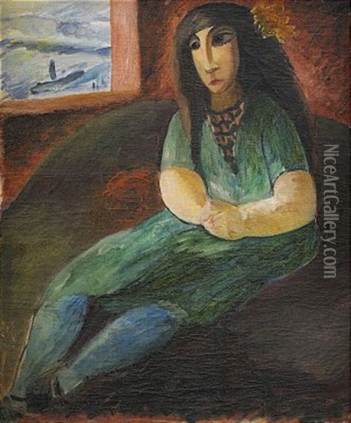 Sittande Flicka Oil Painting - Sigrid (Maria) Hjerten