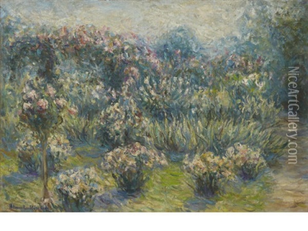 Jardin A Giverny Oil Painting - Blanche Hoschede-Monet
