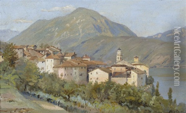 Paesaggio Oil Painting - Achille Solari