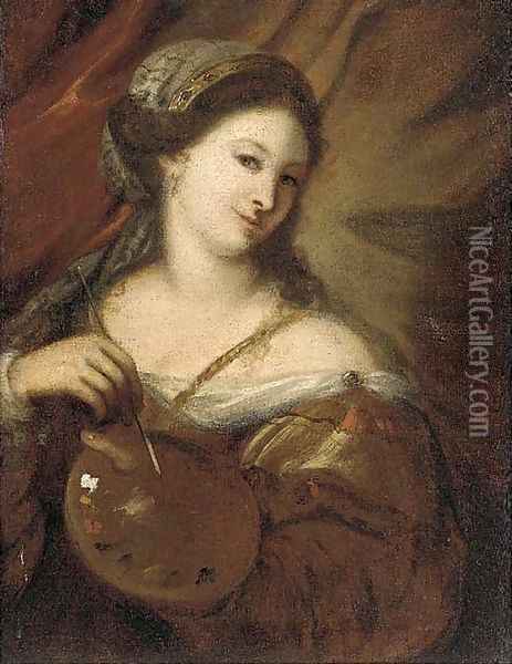 Portrait of the artist Oil Painting - Elisabetta Sirani