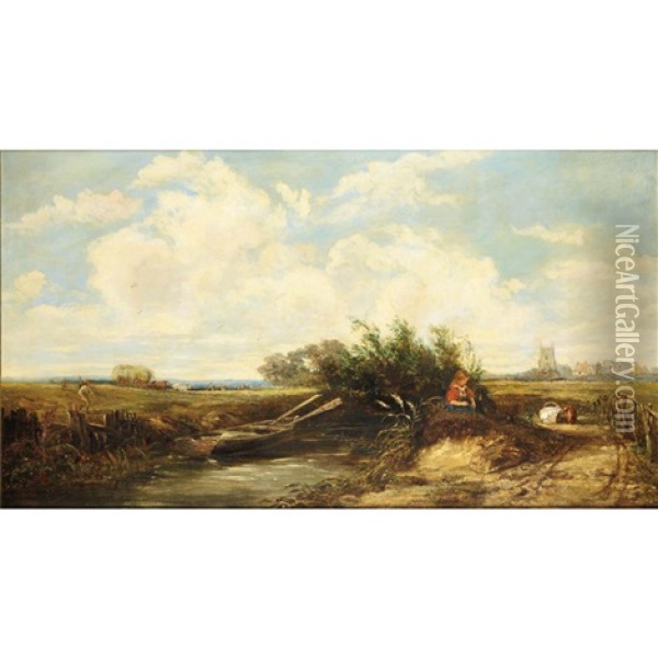 Waiting By The Stream Oil Painting - William James Mueller