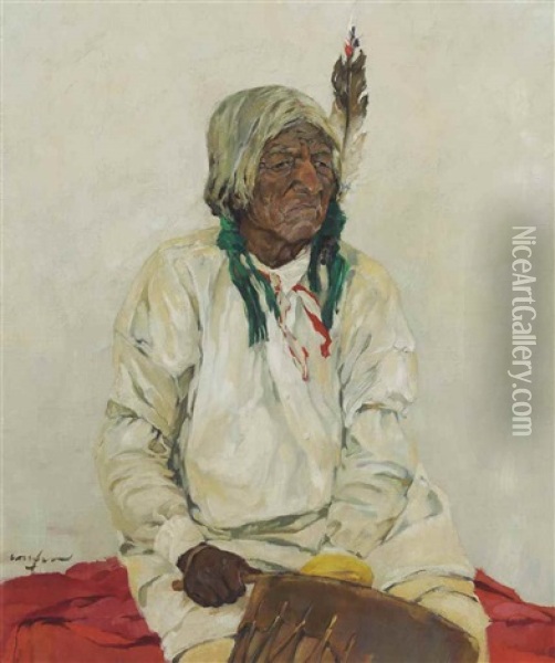 El Cacique Del Pueblo Oil Painting - Walter Ufer