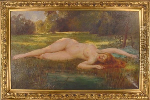 Reclining Nude In A Landscape Oil Painting - Gordon Coutts