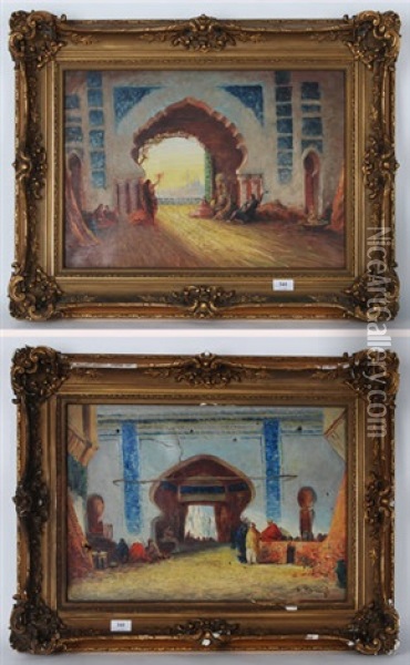 Deux Peintures Orientalistes (2 Works) Oil Painting - Vincent Manago