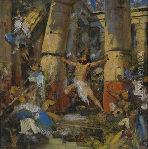 The Dancing Samson Oil Painting - Johann Viktor Kramer