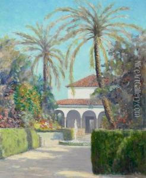 Garden Of The Alcazar, Seville, Spain Oil Painting - William Posey Silva