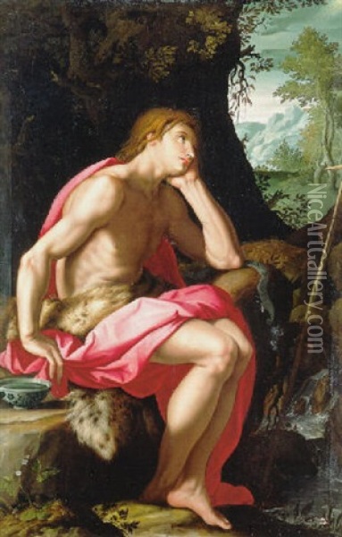 Saint John The Baptist In The Wilderness Oil Painting - Alessandro di Cristofano Allori