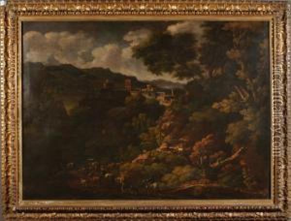 Paesaggio Laziale Con Armenti Oil Painting - Johann Melchior Roos