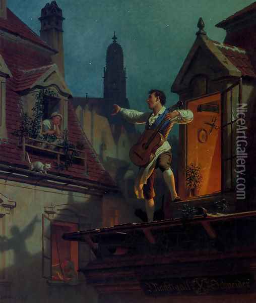 A Moonlit Serenade Oil Painting - Franz Schams