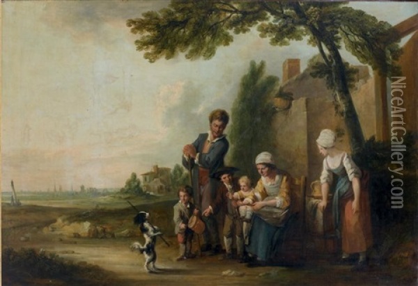 Le Petit Chien Savant Oil Painting - Francois Louis Watteau