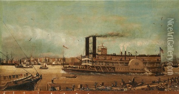 Le Vapeur Iberville Naviguant Sur Le Mississipi Oil Painting - Edmund Montague Morris