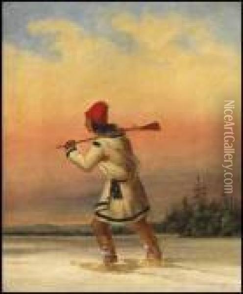 Indian Trapper Oil Painting - Cornelius Krieghoff