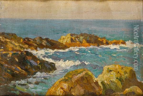 Rocky Coastline Oil Painting - Charles David Jones Bryant