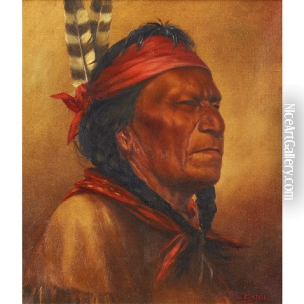 Portrait Of An Elder Oil Painting - Henry Metzger