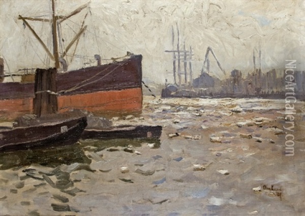 Industrial Port Oil Painting - August Kaul