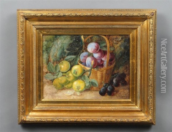 Still Life Of Plums And Grapes Oil Painting - Vincent Clare