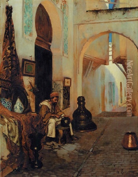 Un Ciseleur Oil Painting - Rudolf Ernst