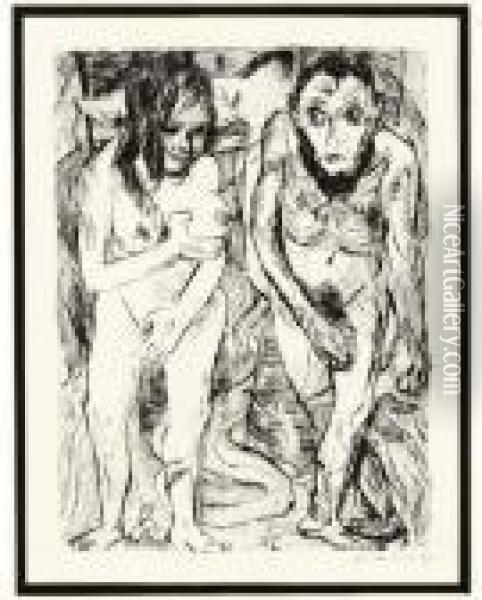 Adam And Eve Oil Painting - Max Beckmann