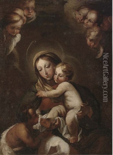 The Madonna And Child With The Infant Saint John The Baptist Oil Painting -  Correggio