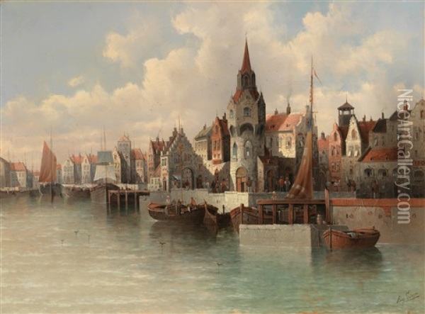 View Of Utrecht Oil Painting - August Siegen