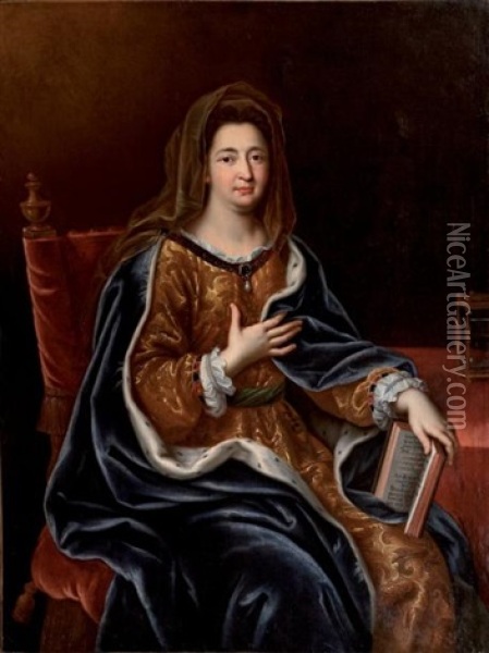 Portrait De Francoise D'aubigne, Marquise De Maintenon (1635 - 1719) En Sainte Francoise Romaine Oil Painting - Pierre Mignard the Elder