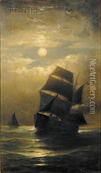 Moonlit Sail Oil Painting - William Richardson Tyler