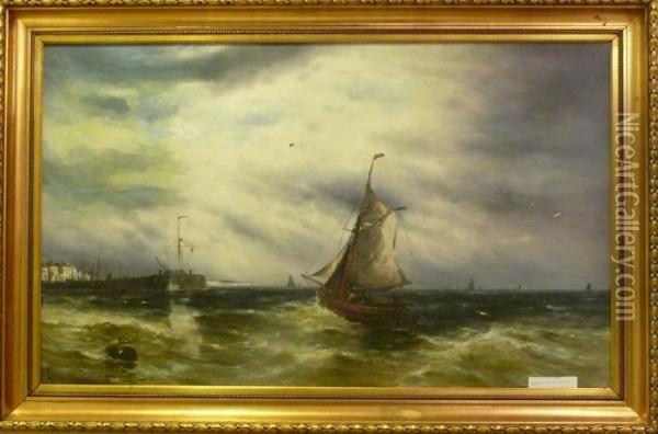 Kust I Gravader. Oil Painting - Gustave de Breanski