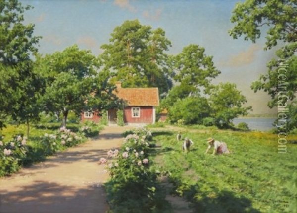 Sommarnoje I Tradgardslandet Oil Painting - Johan Fredrik Krouthen