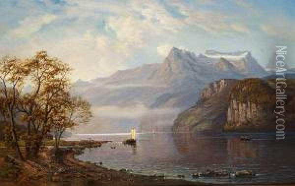 View Of The Vierwaldstattersee Oil Painting - J.H. Moller