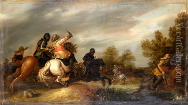 Kavallerioverfall Oil Painting - Jan de Martszen the Younger