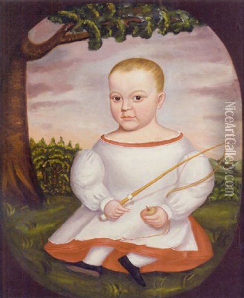 Portrait Of A Child With A Whip Oil Painting - George C. Baldwin