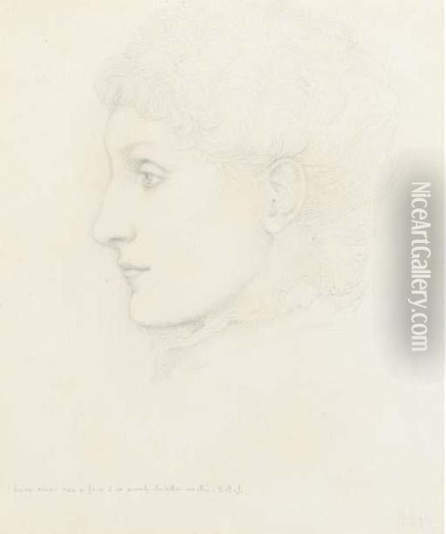 Portrait Of Lady, In Profile To 
The Left, Traditionally Identifiedas Georgiana Burne-jones Oil Painting - Sir Edward Coley Burne-Jones