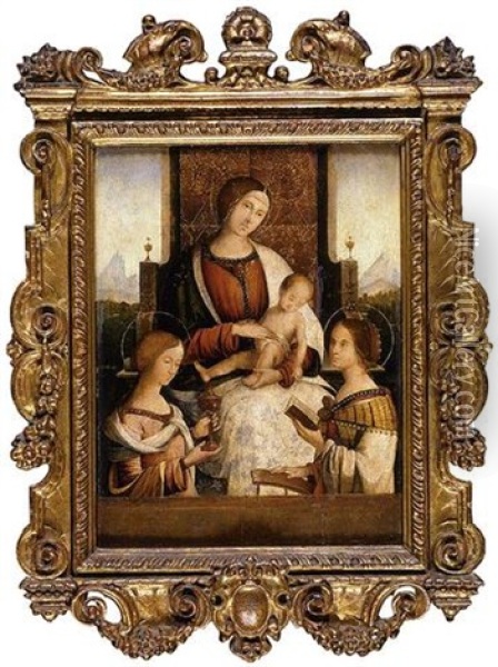 Madonna And Child With Saints Mary Magdalene And Catherine Of Alexandria Oil Painting - Bernardino di Bosio Zaganelli