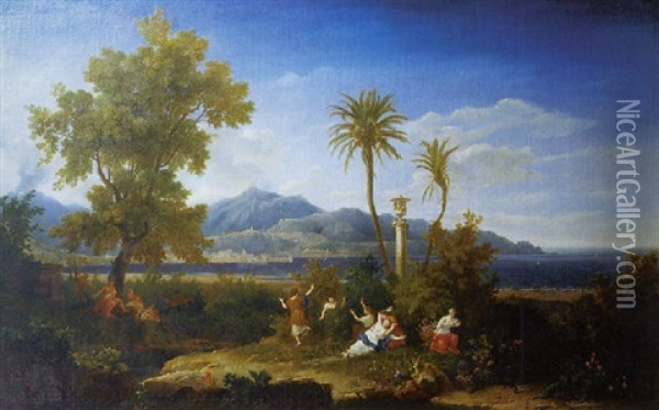 Orphee Et Eurydice Dans Un Grand Paysage Oil Painting - Hendrick Frans van Lint