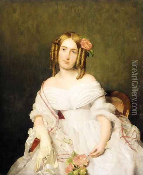 Portrait of Baron von Gocsy's Daughter (Die Tochter des Freiherrn von Gocsy) Oil Painting - Ferdinand Georg Waldmuller