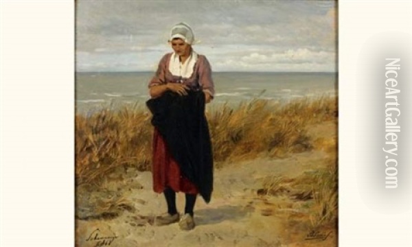 Femme Sur La Plage Oil Painting - Philip Lodewijk Jacob Frederik Sadee