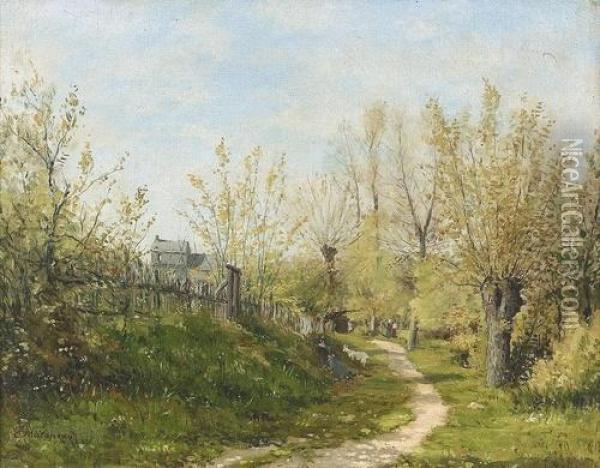 Sommerliche Landschaft Mit Weiden. Oil Painting - Charles Alexis Malapeau