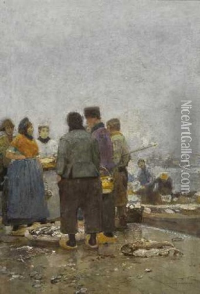 Fischmarkt Oil Painting - Hans Herrmann