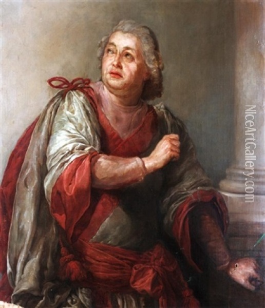 Portrait Of David Garrick Playing A Classical Role Oil Painting - Nathaniel Dance Holland (Sir)
