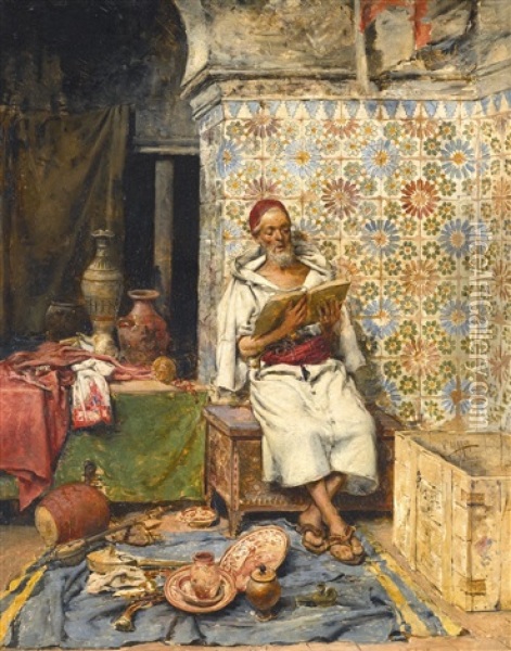 A Merchant And His Wares Oil Painting - March Marco Vincente