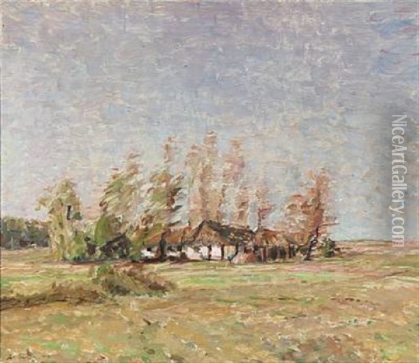 Landscape With A Farm Oil Painting - Julius Paulsen