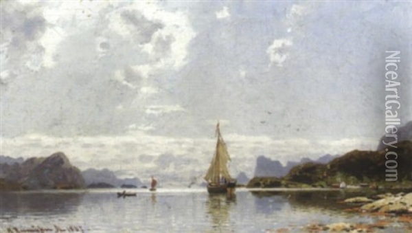 Fjord Oil Painting - Georg Anton Rasmussen